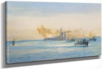 H.M.S Queen Elizabeth And Other Naval Vessels At Sea By William Lionel Wyllie Fine Art Print