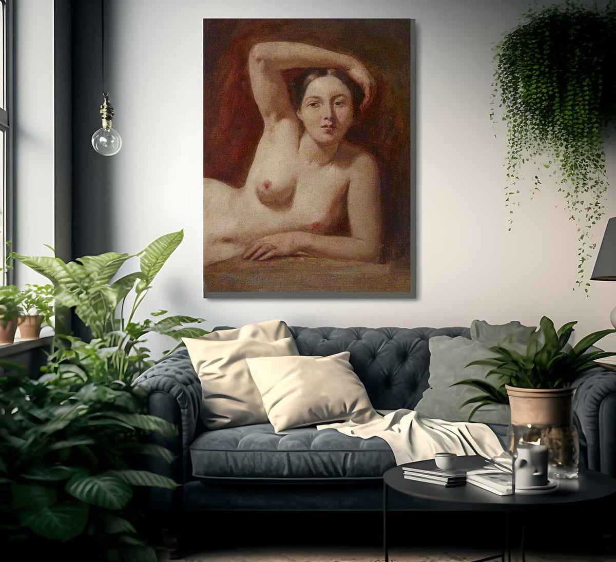 Half Figure Of A Female Nude Reclining By William Etty Fine Art Print