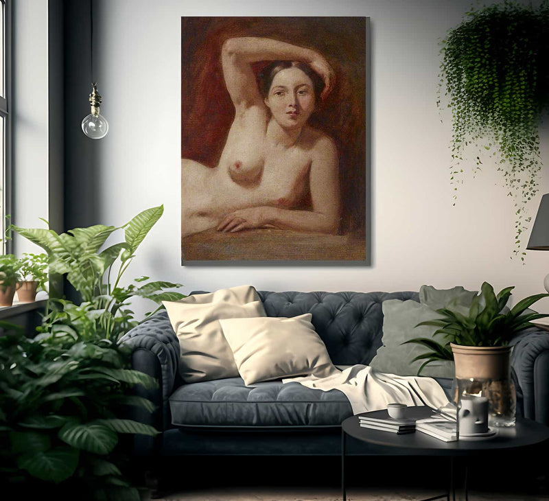 Half Figure Of A Female Nude Reclining By William Etty Fine Art Print