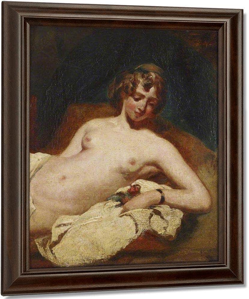 Half Figure Of A Reclining Female Nude On Her Side By William Etty Fine Art Print