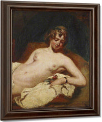 Half Figure Of A Reclining Female Nude On Her Side By William Etty Fine Art Print