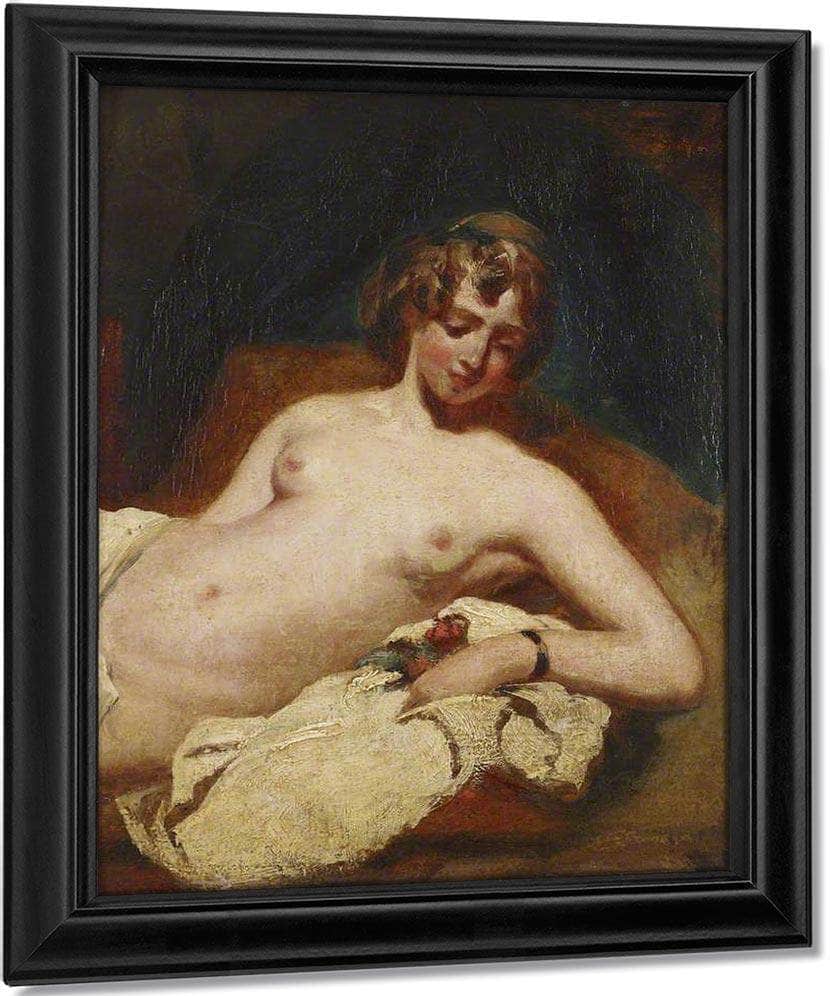 Half Figure Of A Reclining Female Nude On Her Side By William Etty Fine Art Print