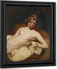 Half Figure Of A Reclining Female Nude On Her Side By William Etty Fine Art Print