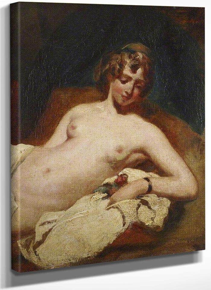 Half Figure Of A Reclining Female Nude On Her Side By William Etty Fine Art Print