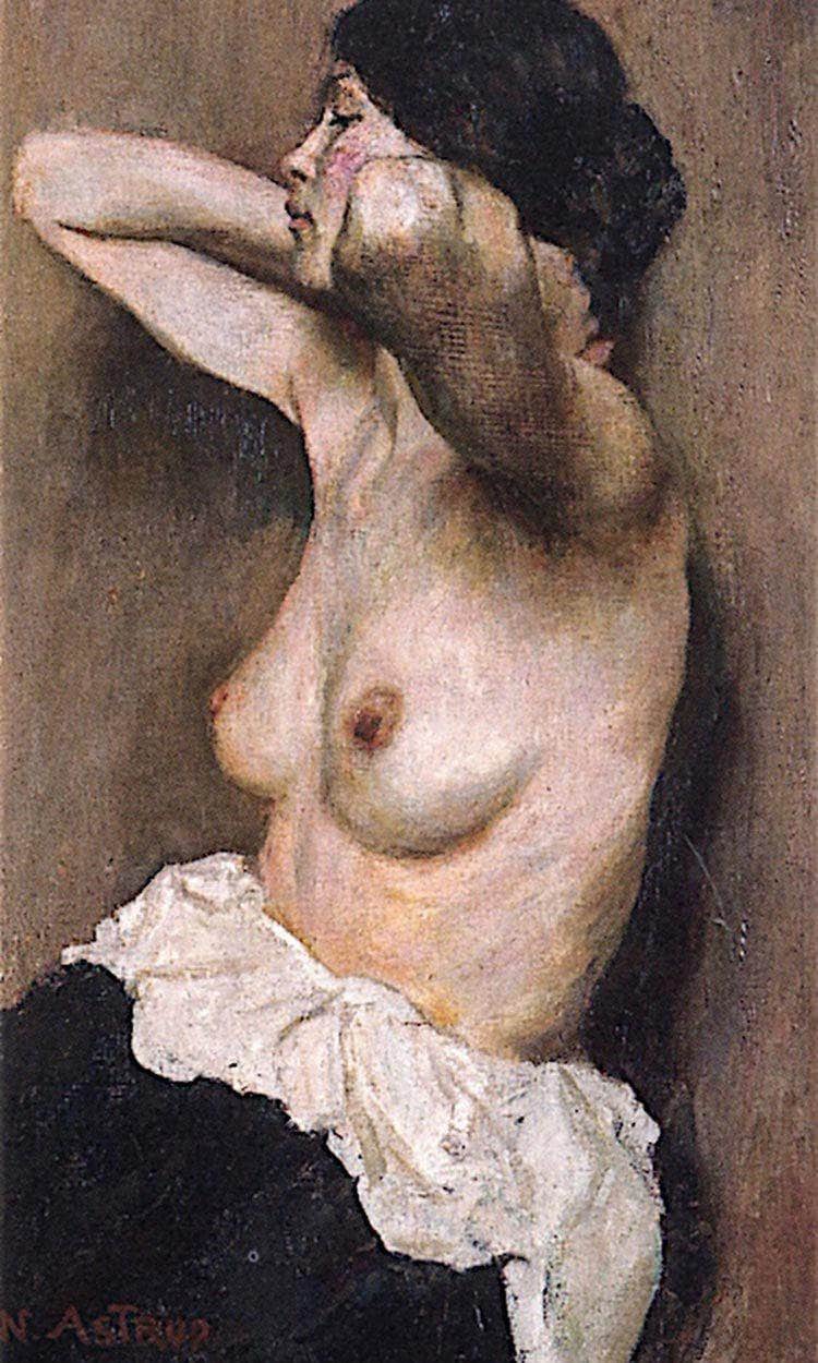 Half Length Female Nude By Nicolai Astrup Fine Art Print