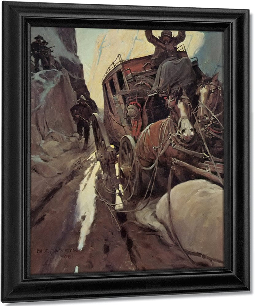 Hands Up(Holdup In The Canyon) By NC Wyeth Fine Art Print