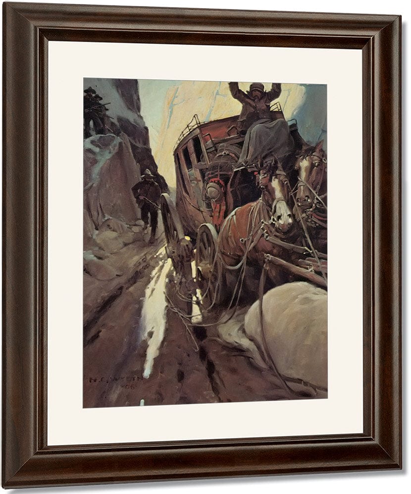 Hands Up(Holdup In The Canyon) By NC Wyeth Fine Art Print