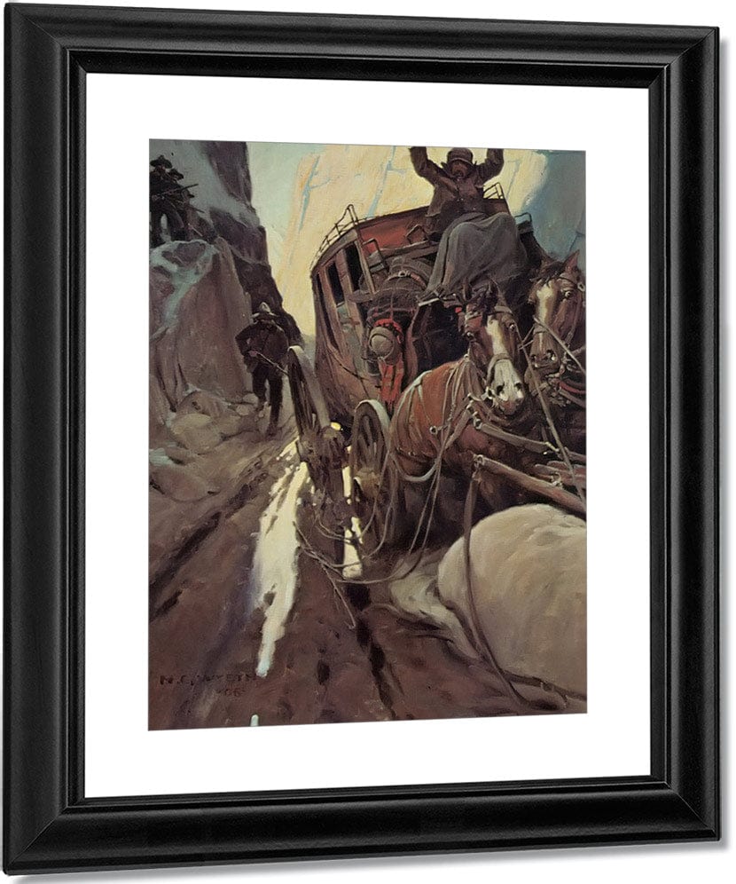 Hands Up(Holdup In The Canyon) By NC Wyeth Fine Art Print