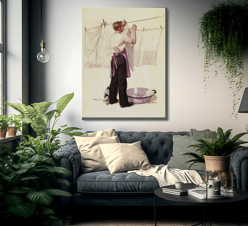 Hanging The Laundry Liberty Cover C. 1925 By Leslie Thrasher Fine Art Print