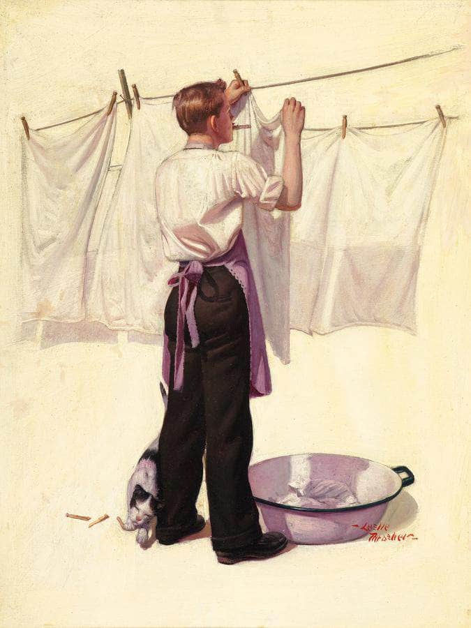 Hanging The Laundry Liberty Cover C. 1925 By Leslie Thrasher Fine Art Print