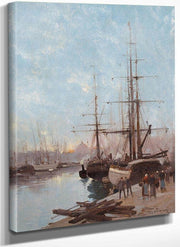 Harbor Scene By Eugene Galien Laloue Fine Art Print