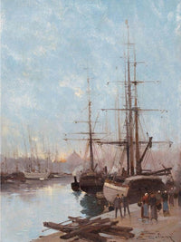 Harbor Scene By Eugene Galien Laloue Fine Art Print