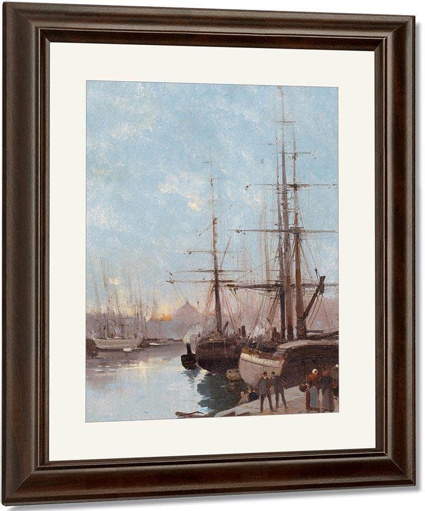 Harbor Scene By Eugene Galien Laloue Fine Art Print