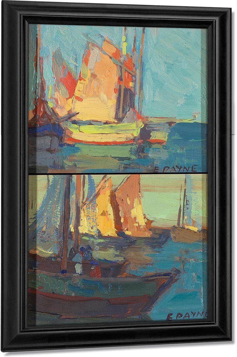 Harbor Scene; Golden Sail (A Pair) By Edgar Payne Fine Art Print