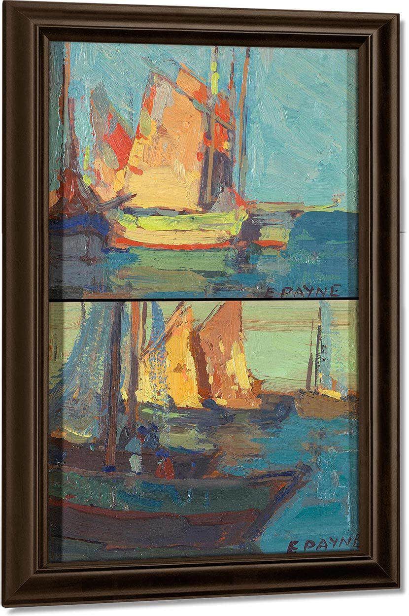 Harbor Scene; Golden Sail (A Pair) By Edgar Payne Fine Art Print