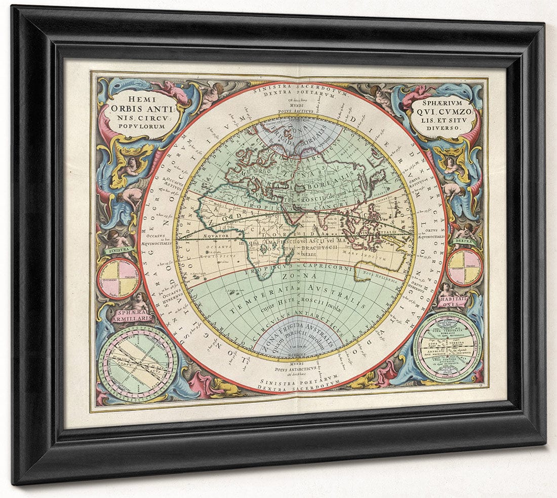 Harmonia Macrocosmica Plate 13 Hemisphere Of The Old World 1660 By Andreas Cellarius Fine Art Print