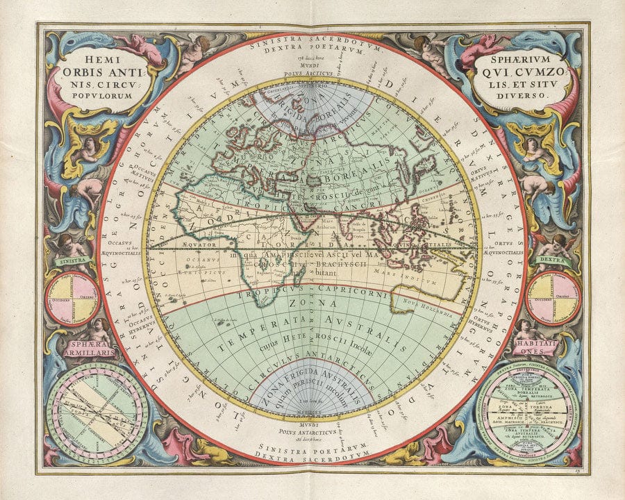 Harmonia Macrocosmica Plate 13 Hemisphere Of The Old World 1660 By Andreas Cellarius Fine Art Print