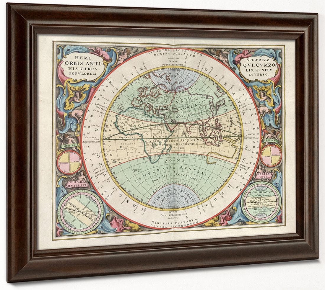 Harmonia Macrocosmica Plate 13 Hemisphere Of The Old World 1660 By Andreas Cellarius Fine Art Print