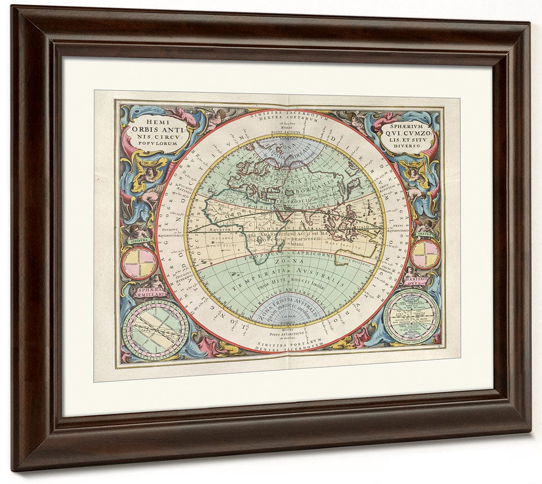 Harmonia Macrocosmica Plate 13 Hemisphere Of The Old World 1660 By Andreas Cellarius Fine Art Print