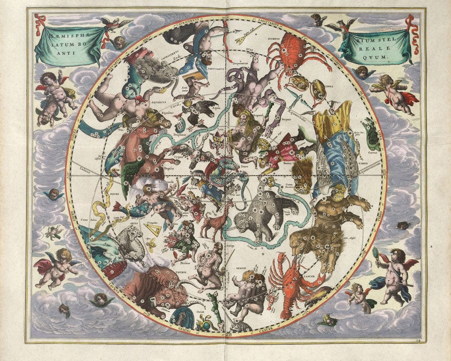 Harmonia Macrocosmica Plate 24 Northern Stellar Hemisphere 1660 By Andreas Cellarius Fine Art Print