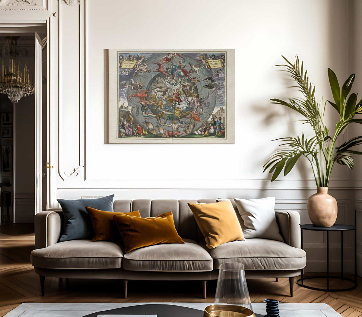 Harmonia Macrocosmica Plate 25 Celestial And Terrestrial Hemispheres 1660 By Andreas Cellarius Fine Art Print