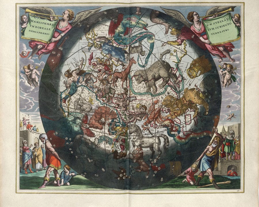 Harmonia Macrocosmica Plate 26 Northern Stellar Hemisphere 1660 By Andreas Cellarius Fine Art Print