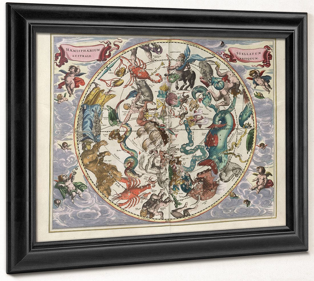 Harmonia Macrocosmica Plate 27 Southern Stellar Hemisphere 1660 By Andreas Cellarius Fine Art Print