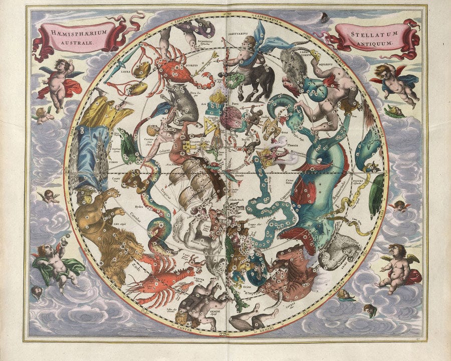 Harmonia Macrocosmica Plate 27 Southern Stellar Hemisphere 1660 By Andreas Cellarius Fine Art Print