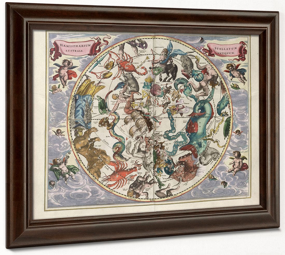 Harmonia Macrocosmica Plate 27 Southern Stellar Hemisphere 1660 By Andreas Cellarius Fine Art Print