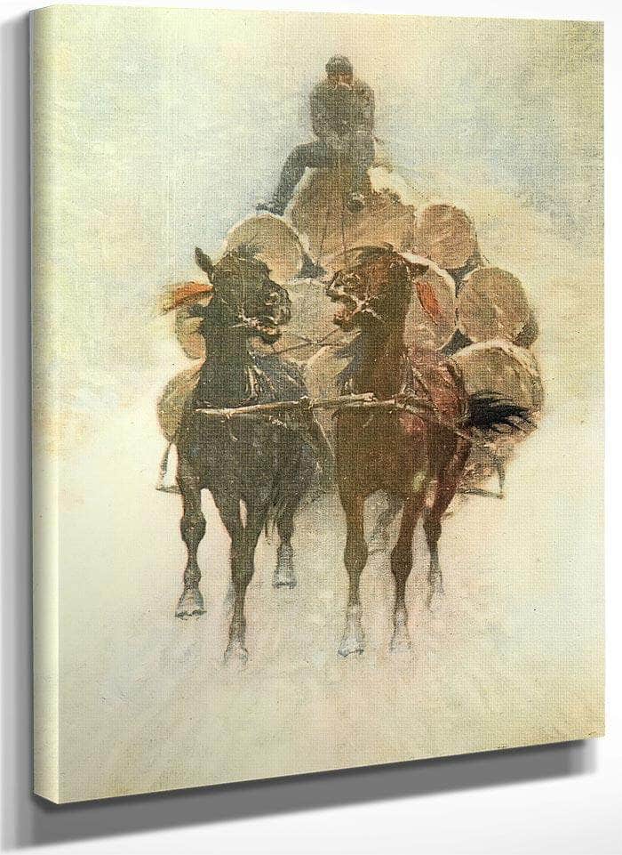 Hauling Logs To The River Aka The Tragedy Of The Trees Part Iii By Frederic Remington Fine Art Print