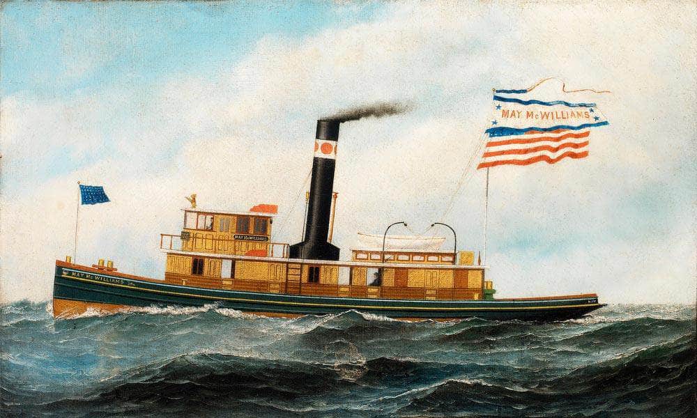 He Ocean Going Tug May Mcwilliams By Antonio Jacobsen Fine Art Print