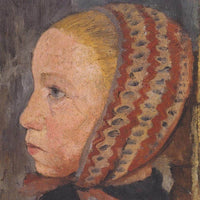 Head Of A Girl With Striped Hat By Paula Modersohn Becker Fine Art Print