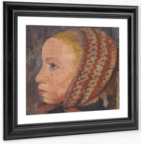 Head Of A Girl With Striped Hat By Paula Modersohn Becker Fine Art Print