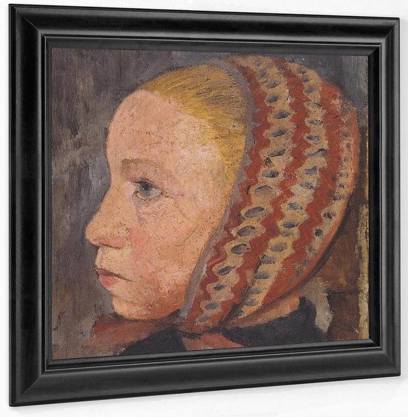 Head Of A Girl With Striped Hat By Paula Modersohn Becker Fine Art Print