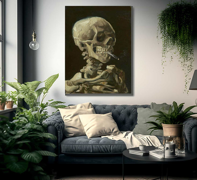 Head Of A Skeleton With A Burning Cigarette By Vincent Van Gogh Fine Art Print