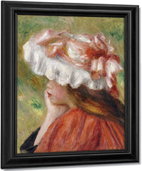 Head Of A Young Girl In A Red Hat 1 By Pierre Auguste Renoir Fine Art Print