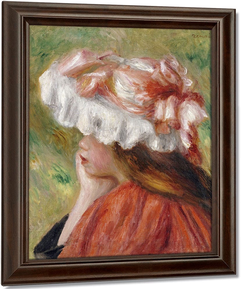Head Of A Young Girl In A Red Hat 1 By Pierre Auguste Renoir Fine Art Print