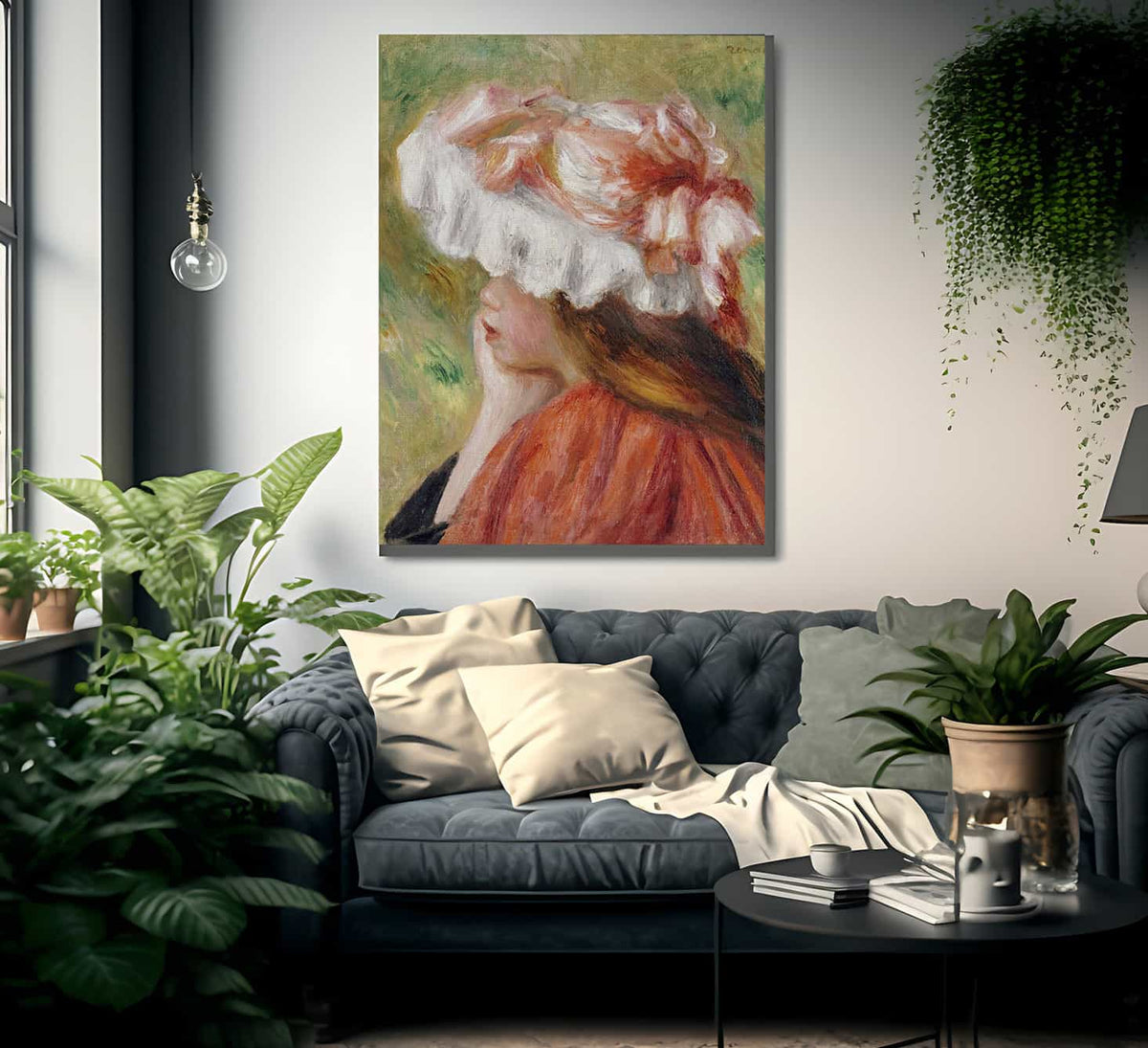 Head Of A Young Girl In A Red Hat 1 By Pierre Auguste Renoir Fine Art Print