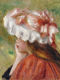 Head Of A Young Girl In A Red Hat 1 By Pierre Auguste Renoir Fine Art Print