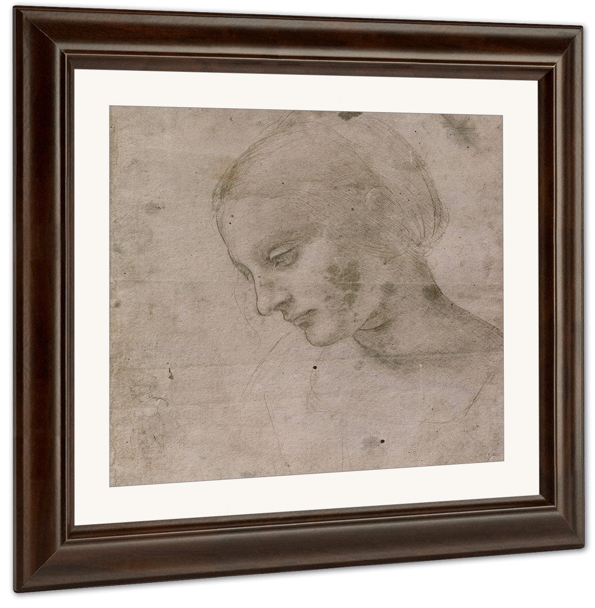 Head Of A Young Woman Or Head Of The Virgin By Leonardo Da Vinci Fine Art Print