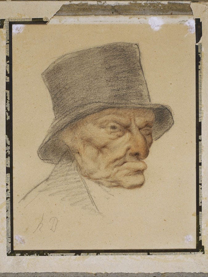 Head Of An Old Man By Honore Daumier Fine Art Print