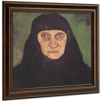 Head Of An Old Woman With Black Scarf By Paula Modersohn Becker Fine Art Print