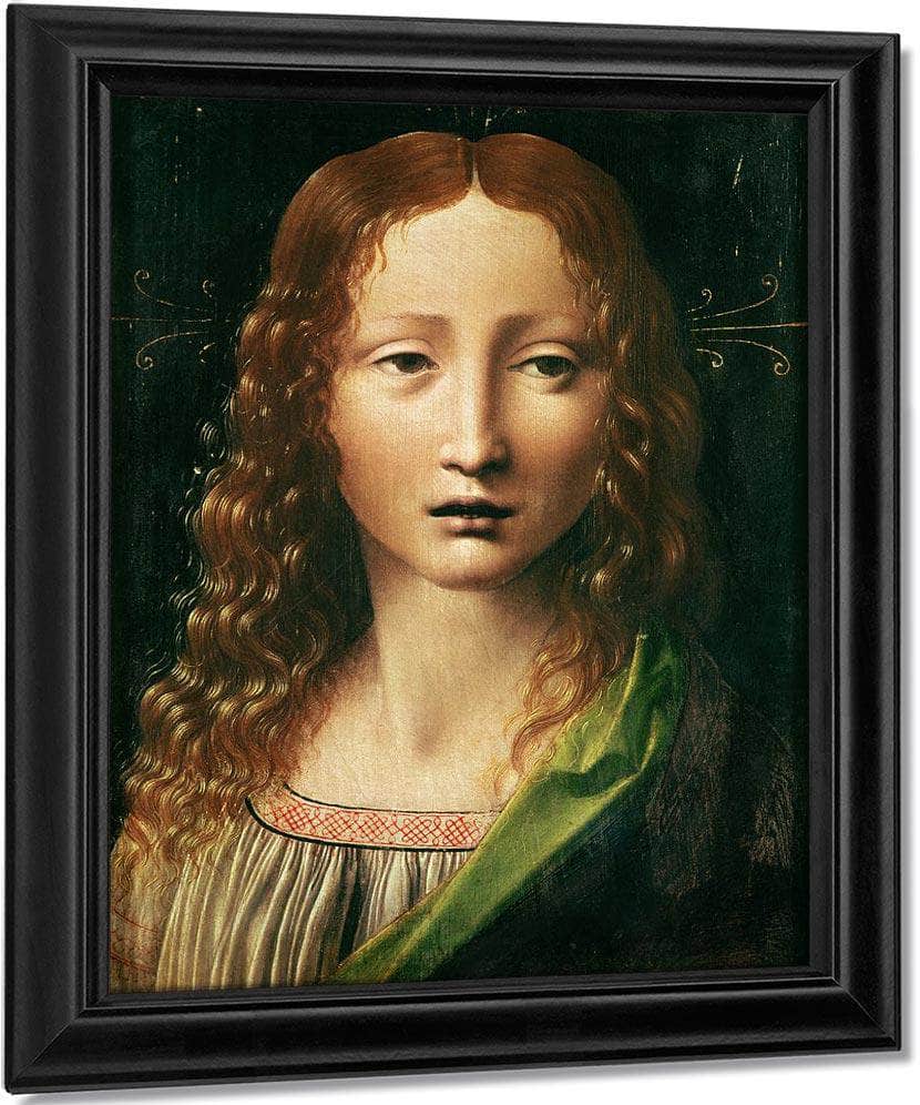 Head Of The Saviour (Oil On Panel) By Leonardo Da Vinci Fine Art Print