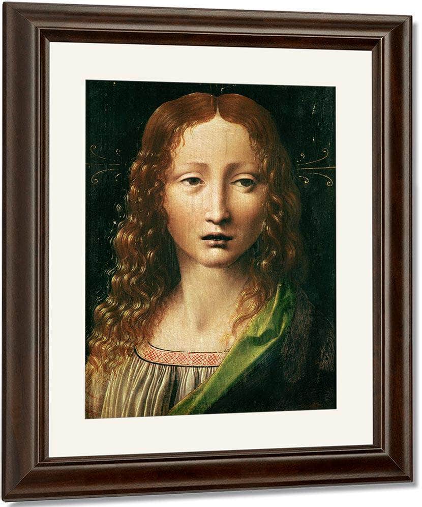 Head Of The Saviour (Oil On Panel) By Leonardo Da Vinci Fine Art Print