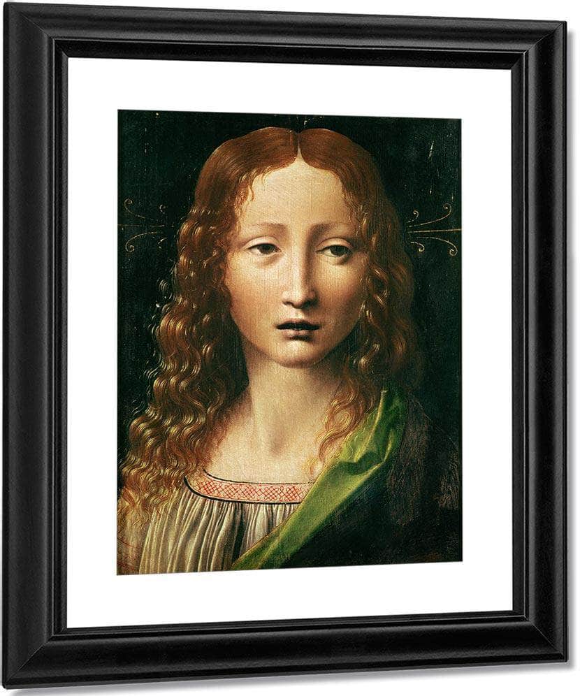 Head Of The Saviour (Oil On Panel) By Leonardo Da Vinci Fine Art Print