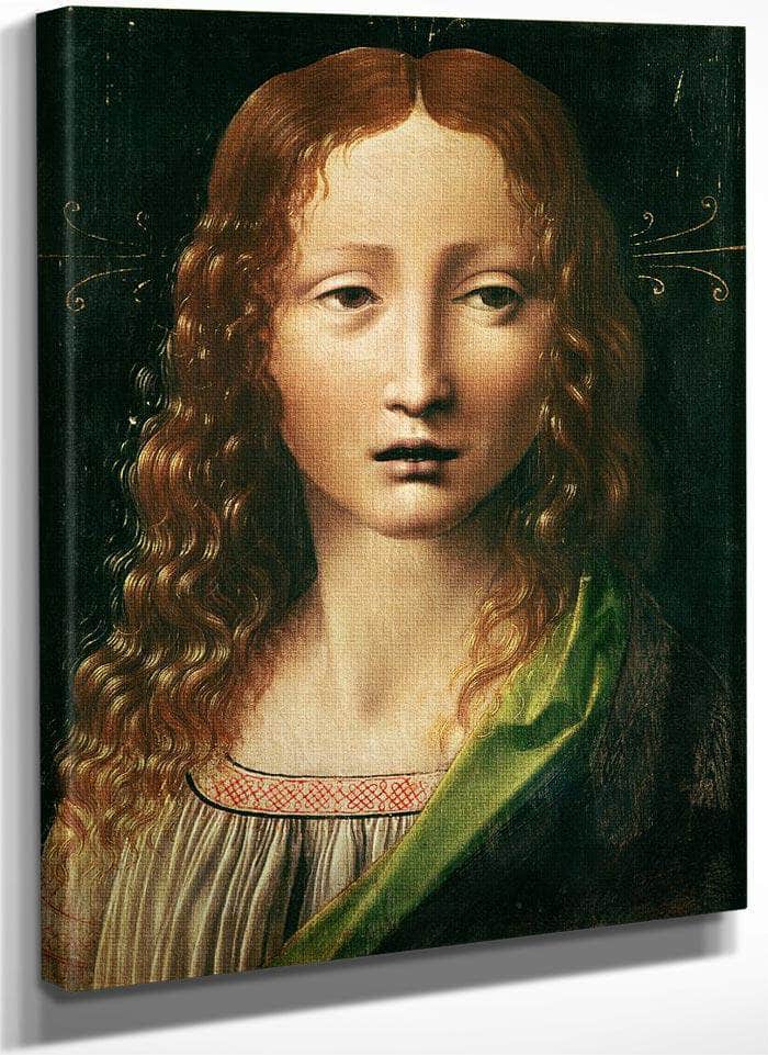 Head Of The Saviour (Oil On Panel) By Leonardo Da Vinci Fine Art Print