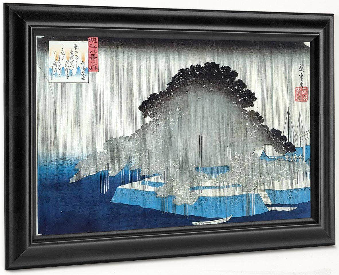 Heavy Rain On A Pine Tree By Hiroshige Fine Art Print