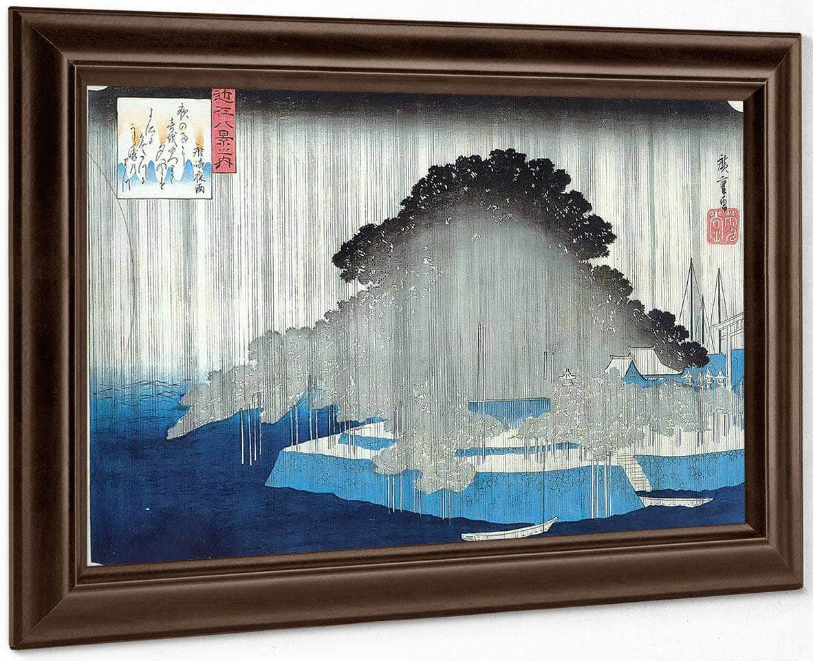 Heavy Rain On A Pine Tree By Hiroshige Fine Art Print