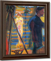 Heckel And Model In Studio By Ernst Ludwig Kirchner Fine Art Print