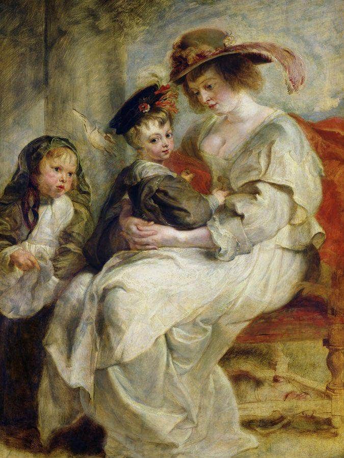 Helene Fourment (1614 73) With Two Of Her Children Claire Jeanne And Francois By Peter Paul Rubens Fine Art Print